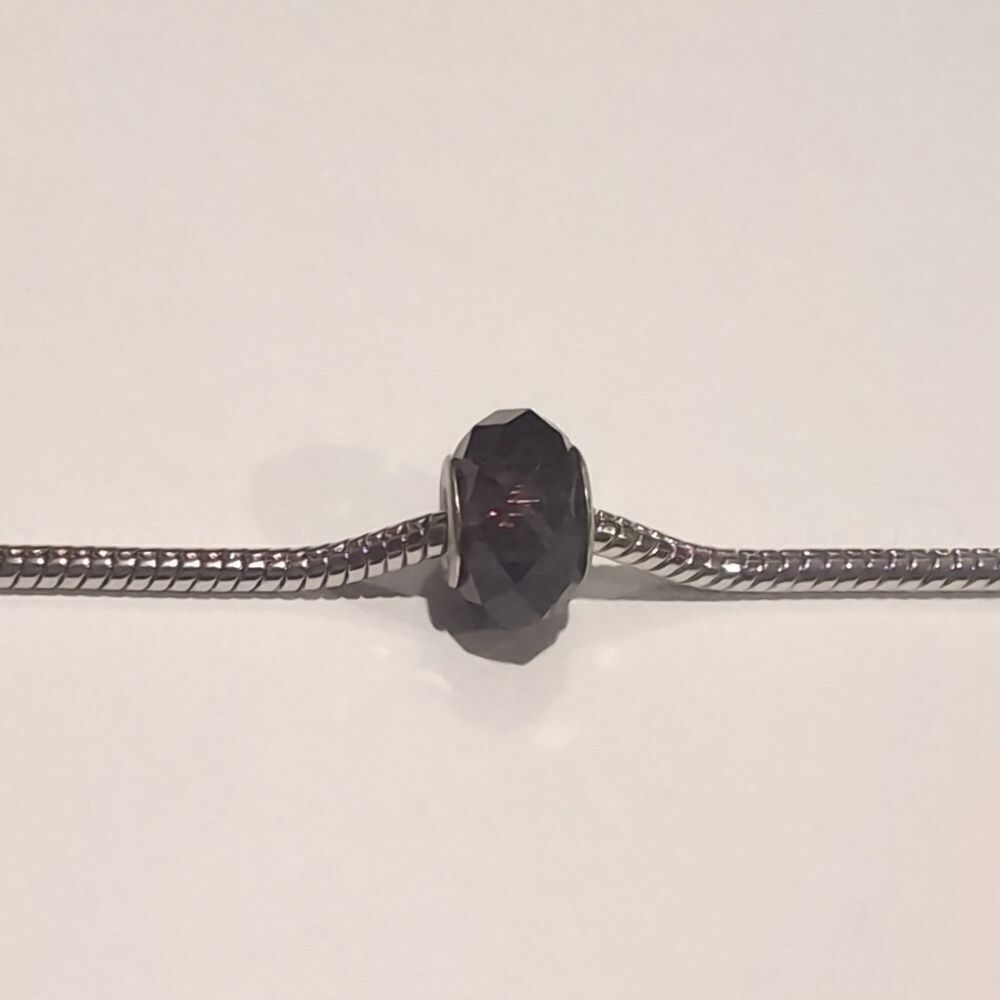 Silver Dark Purple‎ Faceted Charm for Pandora Style Bracelet